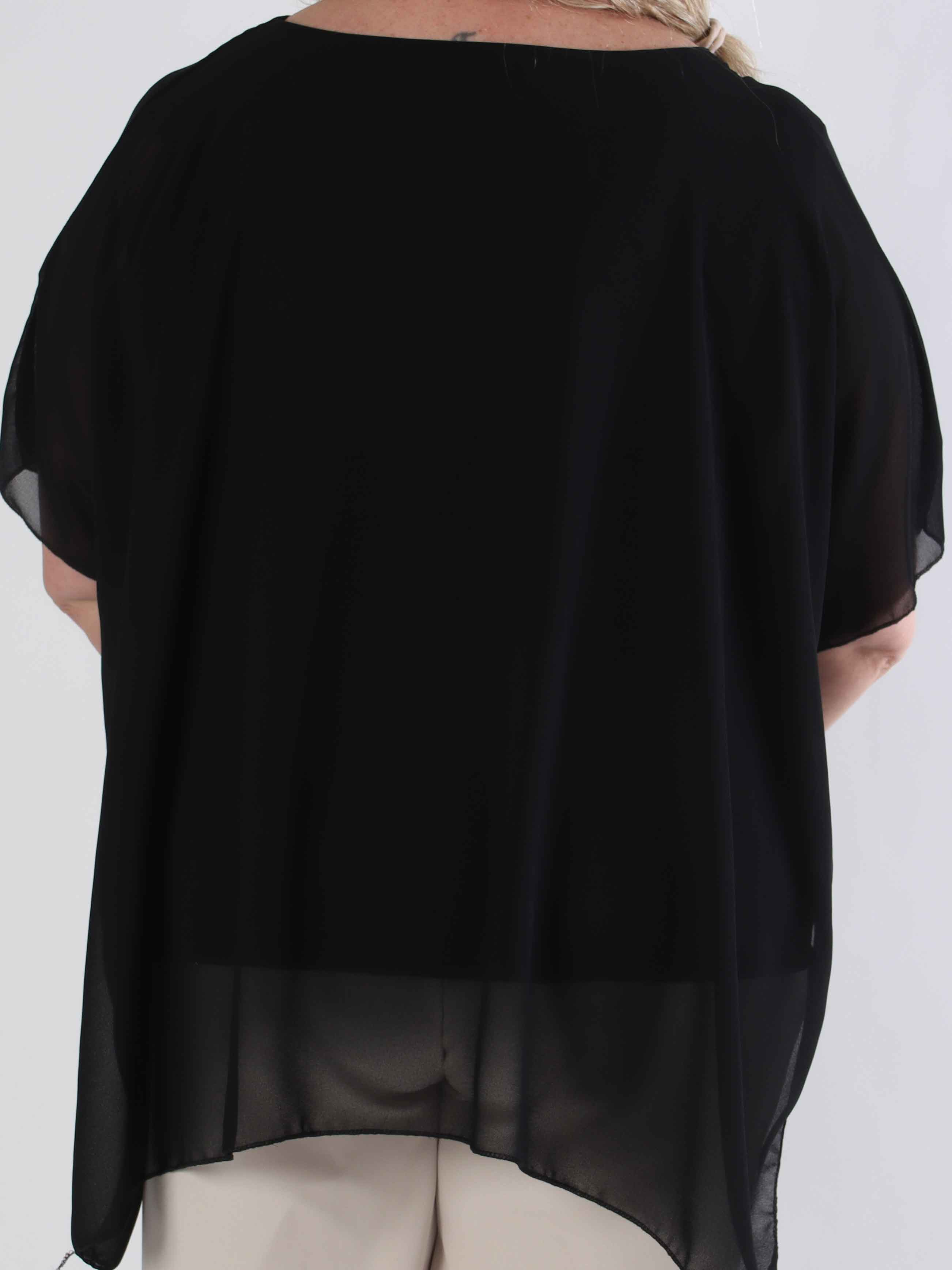 Mirabella Plain Shirt - Söt tunika i plusstorlek med löst chiffonglager